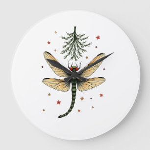 Mistletoe Kiss Dragonfly Large Clock