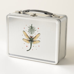 Mistletoe Kiss Dragonfly Metal Lunch Box