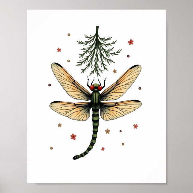 Mistletoe Kiss Dragonfly Poster (Front)