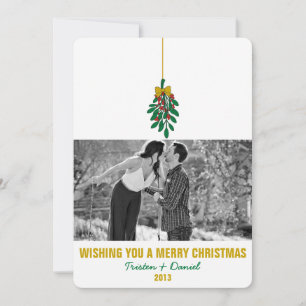 MISTLETOE KISS Flat Holiday Photo Card Invitation