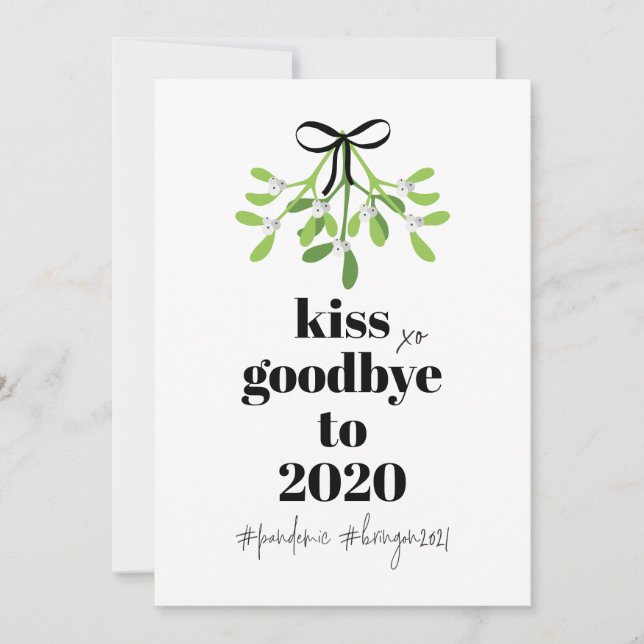 Mistletoe Kiss Goodbye to 2020 Do-Over Funny Humor Holiday Card (Front)