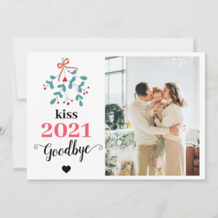 Mistletoe Kiss Goodbye to 2021 Do-over Funny Red  Holiday Card