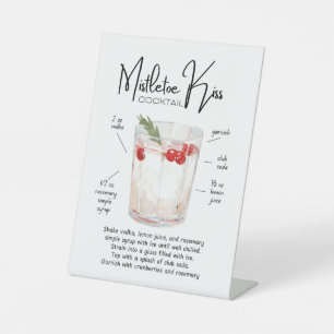 Mistletoe Kiss Holiday Cocktail Bar Sign