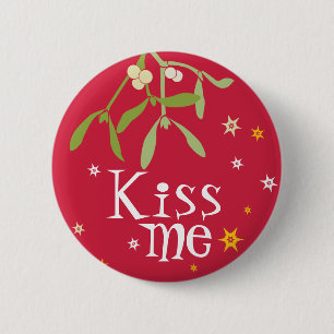 Mistletoe Kiss me button/badge 6 Cm Round Badge