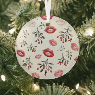 Mistletoe Kisses  Glass Tree Decoration
