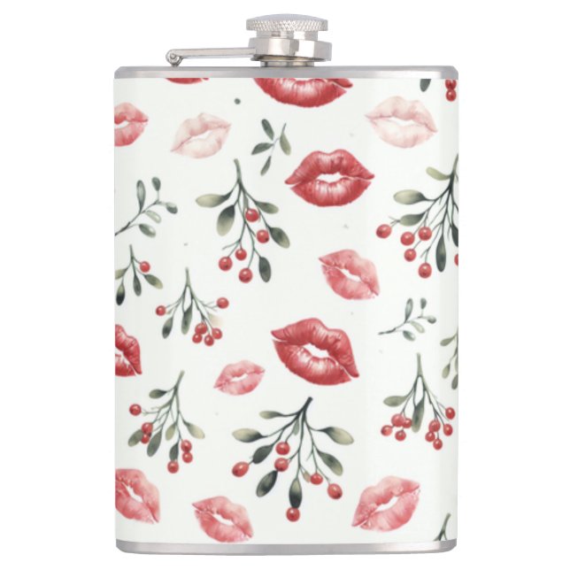 Mistletoe Kisses  Hip Flask (Front)