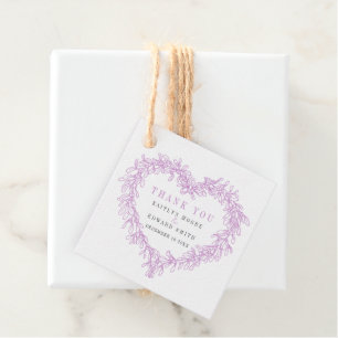 Mistletoe line art purple grey wedding thank you favour tags