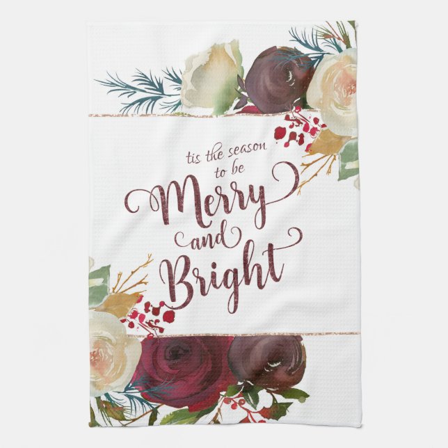 Mistletoe Manor Christmas Merry and Bright Holiday Tea Towel (Vertical)