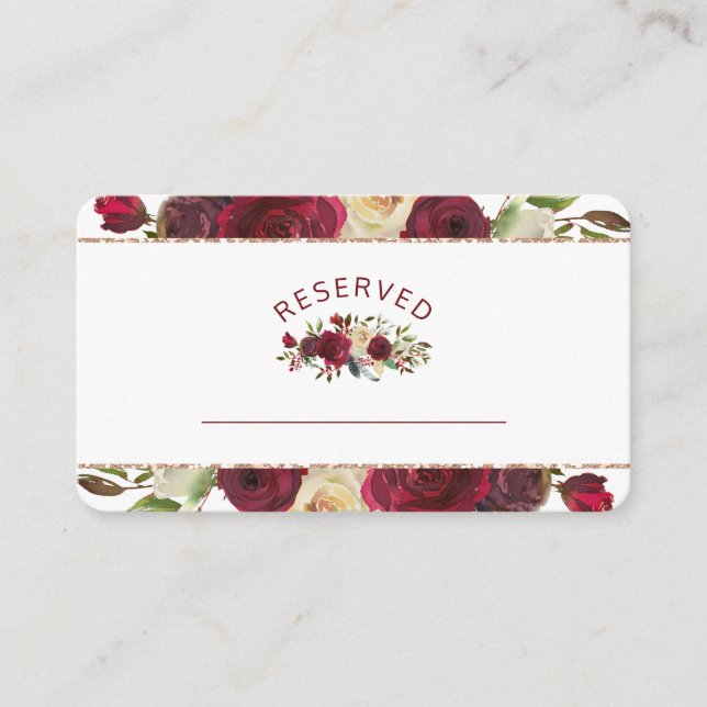 Mistletoe Manor Floral Reserved Seating Wedding Place Card (Front)