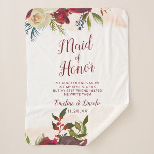 Mistletoe Manor Floral To the Maid of Honour Quote Sherpa Blanket