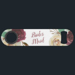 Mistletoe Manor Floral Watercolor Chic Bridesmaid<br><div class="desc">Mistletoe Manor Watercolor Lush Roses Design with Hand Painted Florals, Holly Berry Leaves, Pine Sprig Foliage, and Watercolor Paint Brush Strokes. Colourful Marsala, Wine Merlot Red, Burgundy, Ivory Cream, and Green. With Swirly Chic Typography Brush Script Fonts and Elegant Floral Bouquets - Bridesmaid Bottle Opener! ~ Check my shop to...</div>