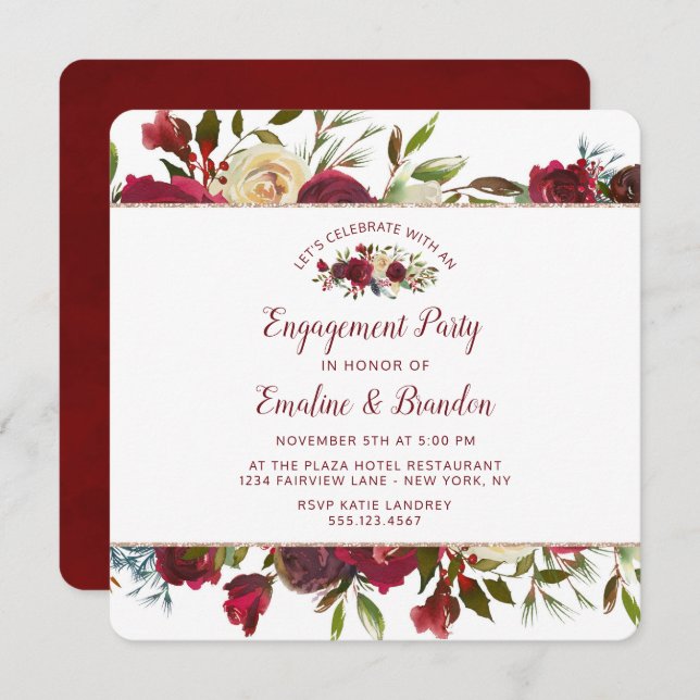 Mistletoe Manor Let's Celebrate Engagement Party Invitation (Front/Back)