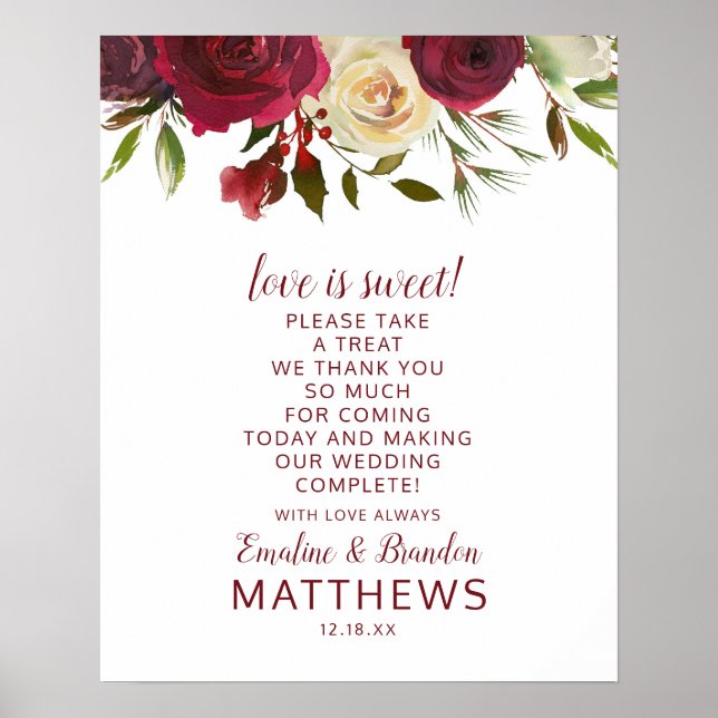 Mistletoe Manor Love is Sweet Treat Wedding Sign (Front)