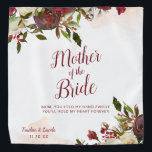 Mistletoe Manor Mother of the Bride Handkerchief Bandana<br><div class="desc">Mistletoe Manor Watercolor Lush Roses Design with Hand Painted Florals, Holly Berry Leaves, Pine Sprig Foliage, and Watercolor Paint Brush Strokes. Colourful Marsala, Wine Merlot Red, Burgundy, Ivory Cream, and Green. With Swirly Chic Typography Brush Script Fonts and Elegant Floral Border - Mother of the Bride Heartfelt Quote Keepsake Bandanna...</div>