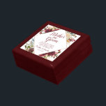 Mistletoe Manor Mother of the Groom Personalised Gift Box<br><div class="desc">Mistletoe Manor Watercolor Lush Winter Roses Design with Hand Painted Florals, Holly Berry Leaves, Pine Sprig Foliage, and Watercolor Paint Brush Strokes. Colourful Marsala, Wine Merlot Red, Burgundy, Ivory Cream, and Green. With Swirly Chic Typography Brush Script Fonts and Elegant Rose Gold Glitter Foil Geometric Diamond Frame - Mother of...</div>