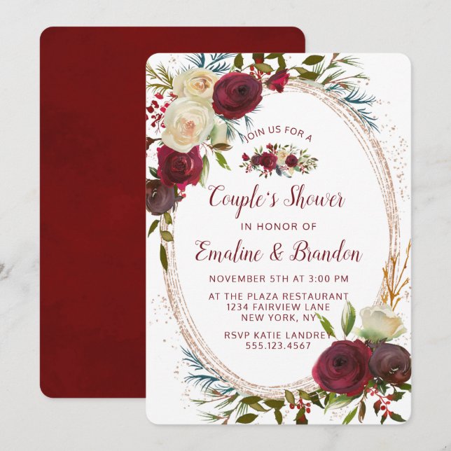 Mistletoe Manor Oval Frame Couple's Wedding Shower Invitation (Front/Back)