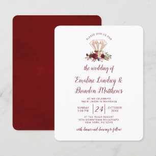 Mistletoe Manor Rose Gold Diamond Bouquet Wedding Invitation
