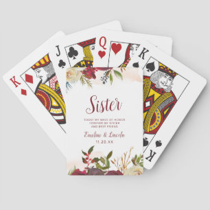 Mistletoe Manor Sister Maid of Honour Personalised Playing Cards