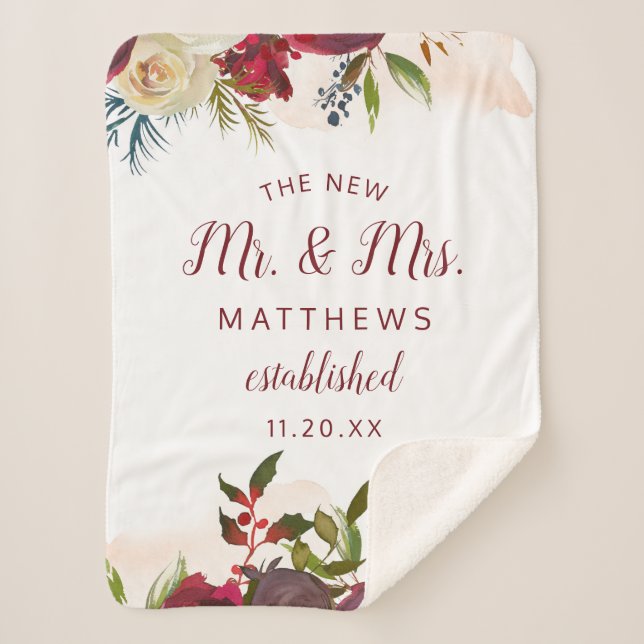 Mistletoe Manor The New Mr. & Mrs. Newlyweds Sherpa Blanket (Front)