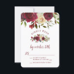 Mistletoe Manor Top Border Wedding RSVP Reply Card<br><div class="desc">Mistletoe Manor Watercolor Lush Winter Roses Design with Hand Painted Florals, Holly Berry Leaves, Pine Sprig Foliage. Colourful Marsala, Wine Merlot Red, Burgundy, Ivory Cream, and Green. With Swirly Chic Typography Brush Script Fonts, Top Border Drop, and Elegant floral Bouquet- Wedding RSVP Cards! ~ Check my shop to see the...</div>