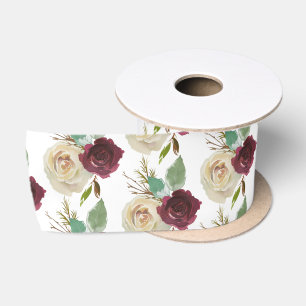 Mistletoe Manor Watercolor Lush Bouquets Wedding Satin Ribbon