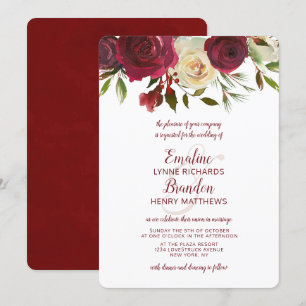 Mistletoe Manor Watercolor Lush Top Border Wedding Invitation