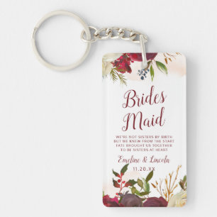 Mistletoe Manor Watercolor To the Bridesmaid Quote Key Ring