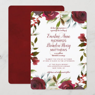 Mistletoe Manor Watercolor Winter Border Wedding Invitation