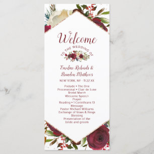 Mistletoe Manor Watercolor Winter Wedding Ceremony Programme