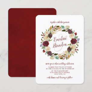 Mistletoe Manor Watercolor Winter Wreath Wedding Invitation