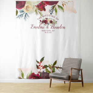 Mistletoe Manor Wedding Photo Booth Backdrop Tapestry