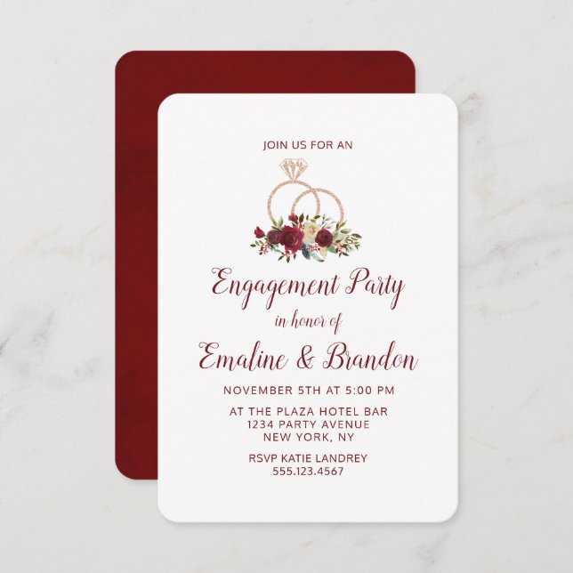 Mistletoe Manor Wedding Rings Engagement Party Invitation (Front/Back)