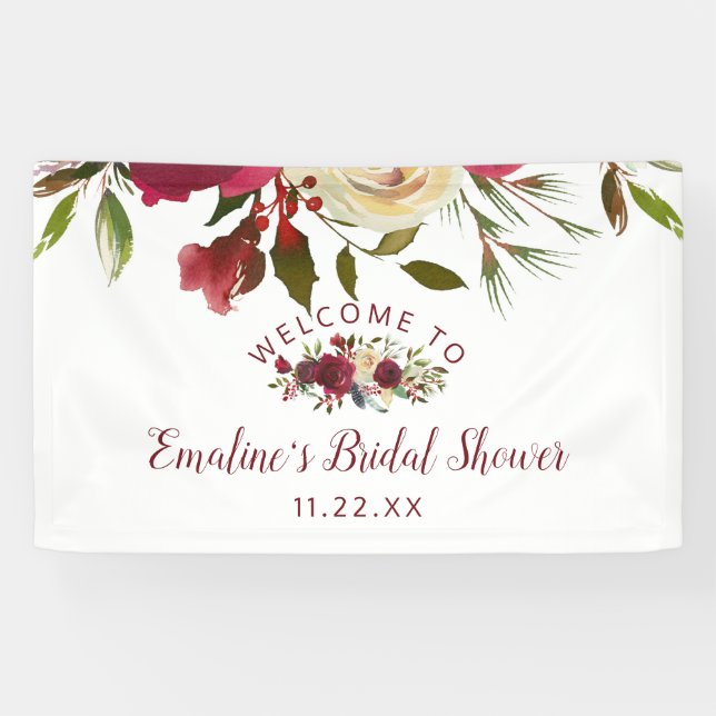 Mistletoe Manor Winter Bridal Shower Welcome Banner (Horizontal)