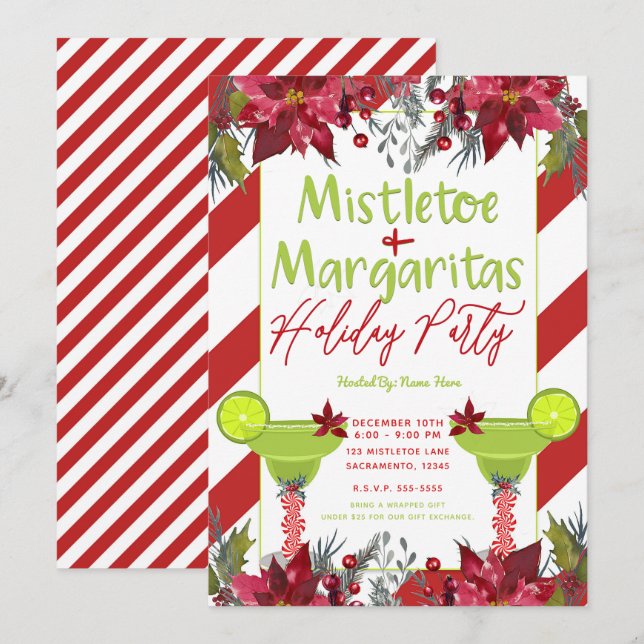 Mistletoe & Margaritas Holiday Party Fiesta Invitation (Front/Back)