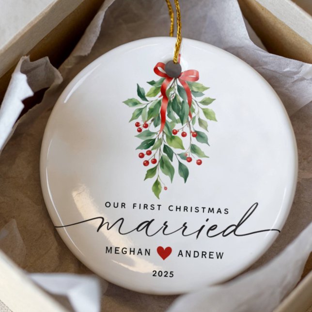 Mistletoe Married First Christmas Ceramic Tree Decoration (Creator Uploaded)