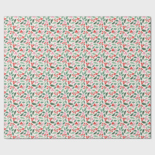 Mistletoe Merry Berry Christmas Watercolor Wrapping Paper