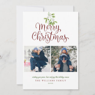 Mistletoe Merry Christmas 3 Photo Holiday Card