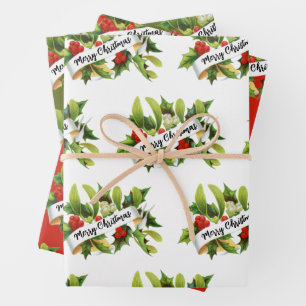 Mistletoe Merry Christmas Wrapping Paper Sheets