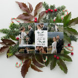 Mistletoe Merry Married Photo Collage Christmas Thank You Card<br><div class="desc">Photo collage thank you wedding card to say thank you and wish your wedding guests merry Christmas. Add six of your own wonderful wedding photos and, on the back, wishes for the holidays and new year by hand. Add your names as well above a hand-drawn illustration of a mistletoe twig....</div>