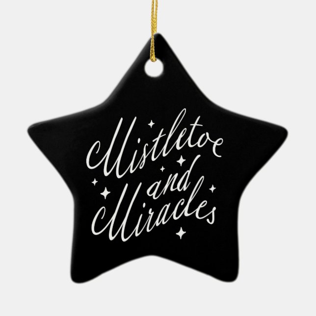 Mistletoe & Miracles Modern Christmas Black Star Ceramic Tree Decoration (Front)