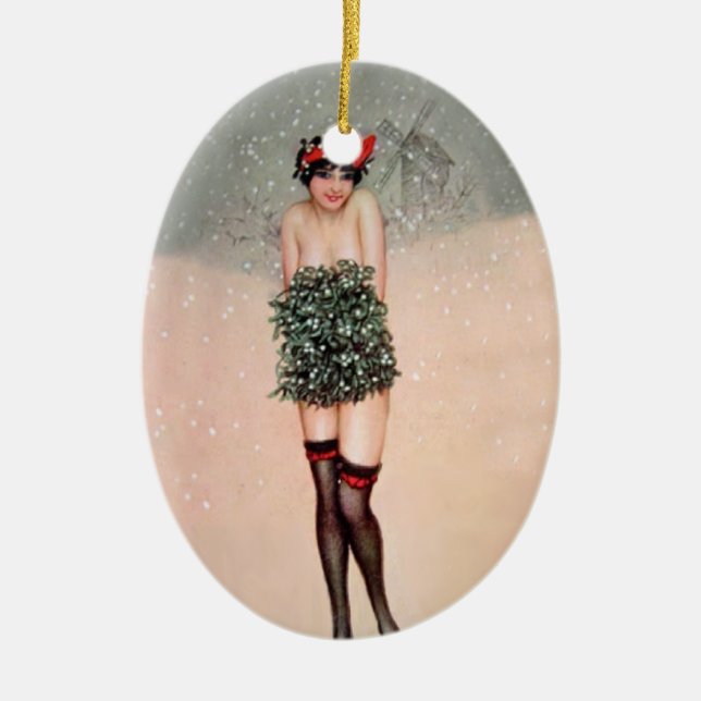 Mistletoe Miss Ceramic Tree Decoration (Front)