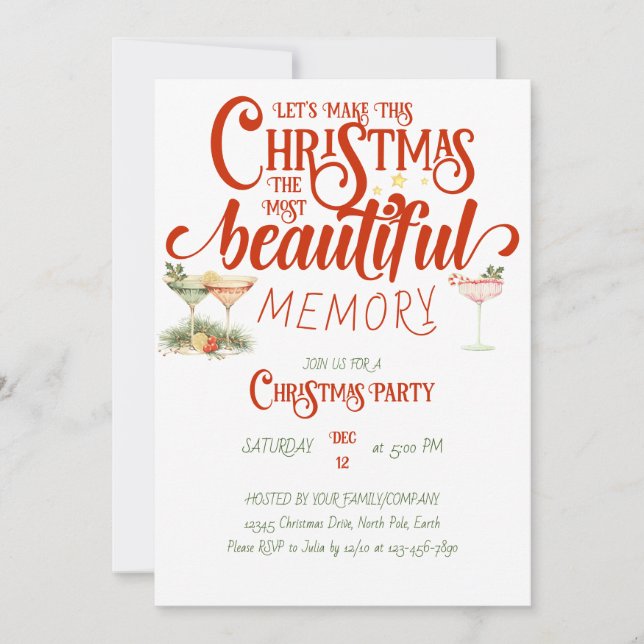 Mistletoe Modern Secret Santa Christmas Party Invitation (Front)