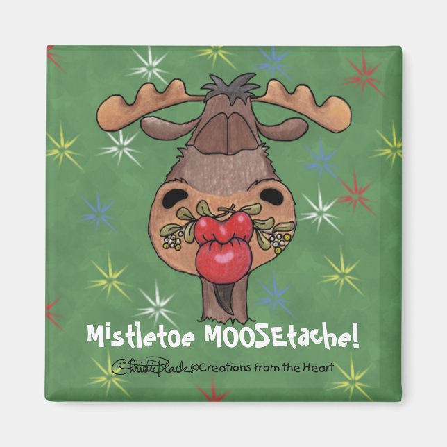 Mistletoe MOOSEtache Magnet (Front)