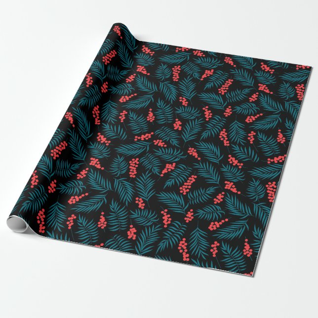 Mistletoe Pattern Wrapping Paper (Unrolled)