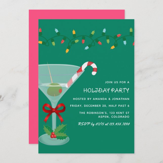 Mistletoe Pop Christmas Holiday Cocktail Party Invitation (Front/Back)