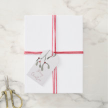 Mistletoe Red and Green Custom Christmas Gift Tags
