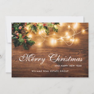Mistletoe Rustic Christmas Corporate Greeting Holiday Card