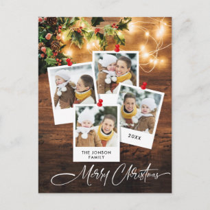 Mistletoe Rustic Christmas Photo Holiday Greeting Postcard