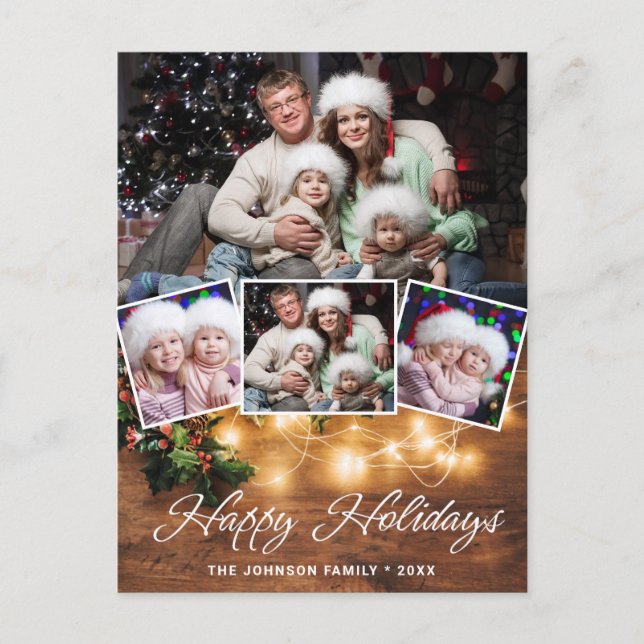 Mistletoe Rustic Christmas Photo Holiday Greeting Postcard (Front)