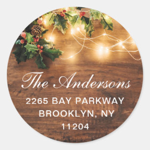 Mistletoe Rustic Christmas Return Address Label